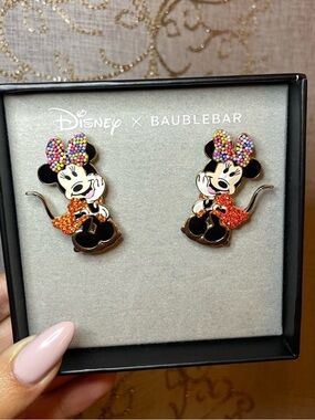 NEW IN BOX Disney x BaubleBar Minnie Mouse colorful bow Earrings